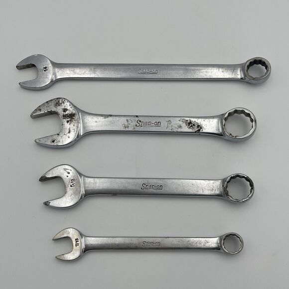 Vintage Snap On USA OEX Combination Wrench 4 Piece Lot Set - 7/16, 5/8, 3/4, 14 - Picture 1 of 15